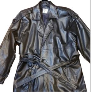 Kezia 100%  genuine leather black trenchcoat